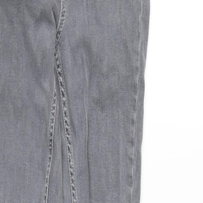 Miss Selfridge Womens Grey Cotton Blend Tapered Jeans Size 6 L28 in Regular Zip