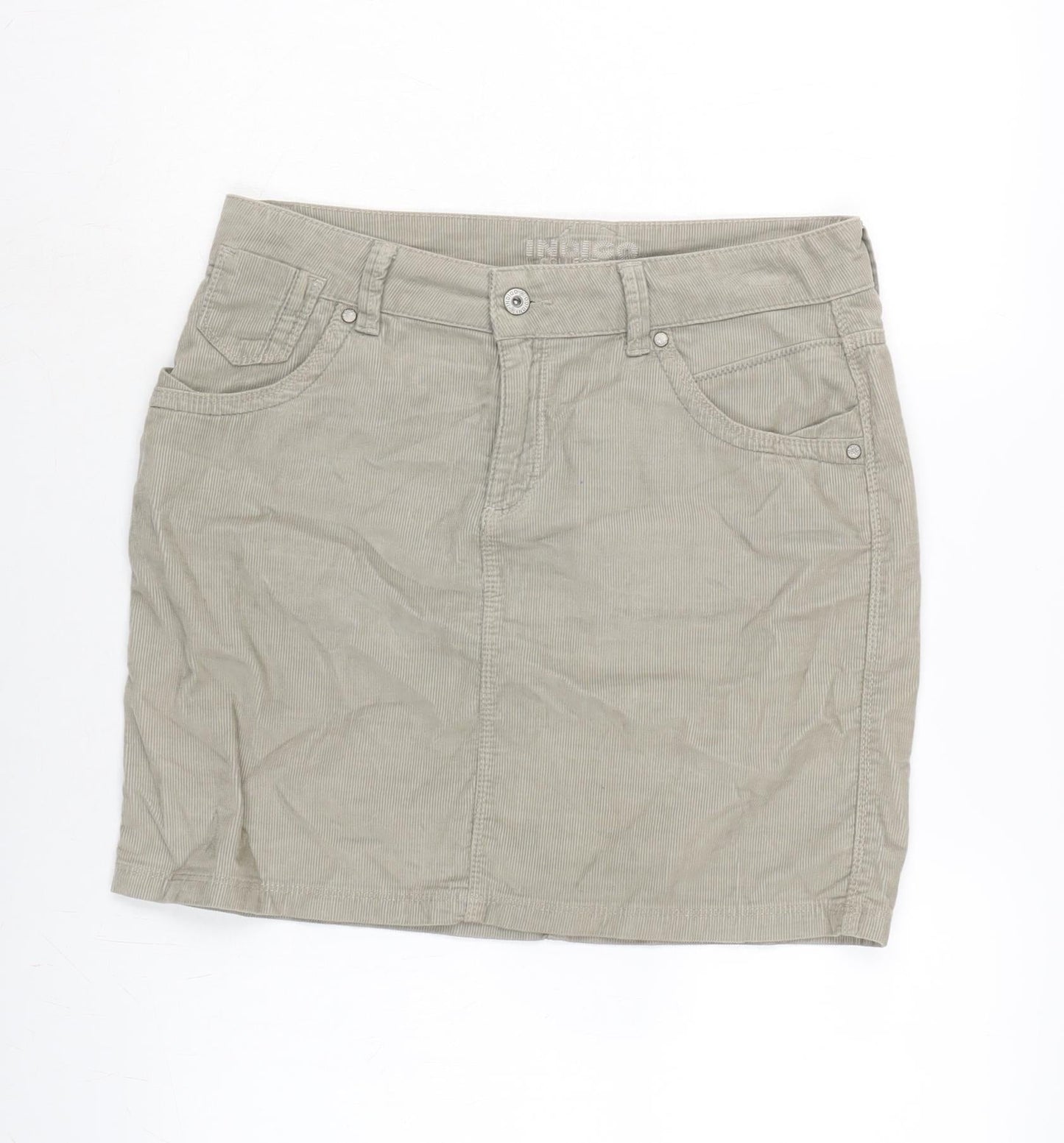 Marks and Spencer Womens Beige Cotton A-Line Skirt Size 12 Zip