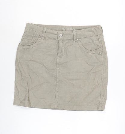 Marks and Spencer Womens Beige Cotton A-Line Skirt Size 12 Zip