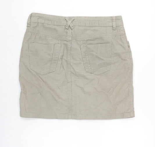 Marks and Spencer Womens Beige Cotton A-Line Skirt Size 12 Zip