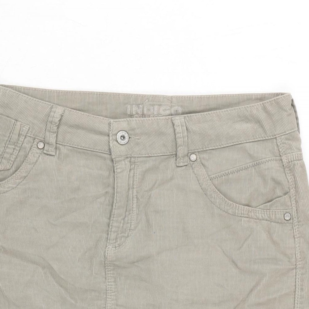 Marks and Spencer Womens Beige Cotton A-Line Skirt Size 12 Zip