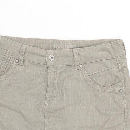 Marks and Spencer Womens Beige Cotton A-Line Skirt Size 12 Zip