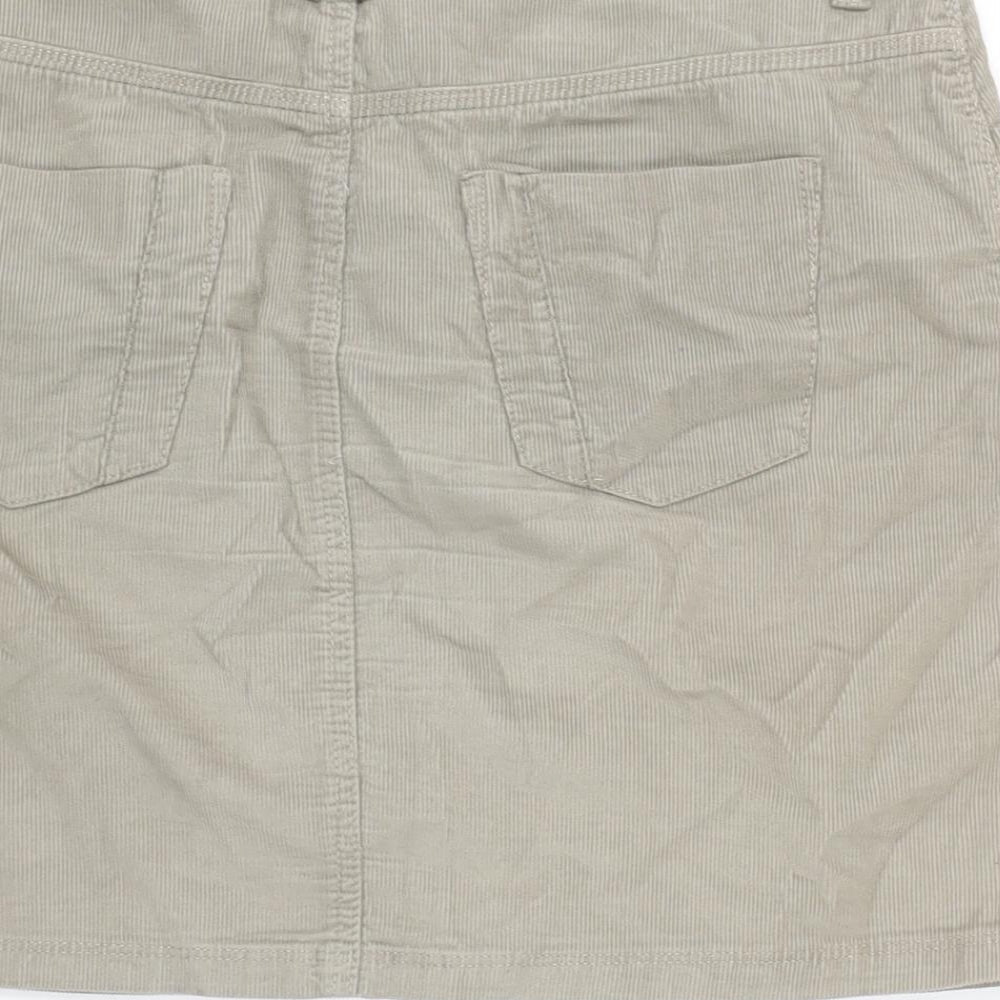 Marks and Spencer Womens Beige Cotton A-Line Skirt Size 12 Zip