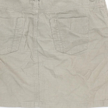 Marks and Spencer Womens Beige Cotton A-Line Skirt Size 12 Zip