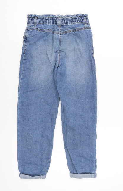 TU Girls Blue Cotton Straight Jeans Size 9 Years L21 in Regular Zip