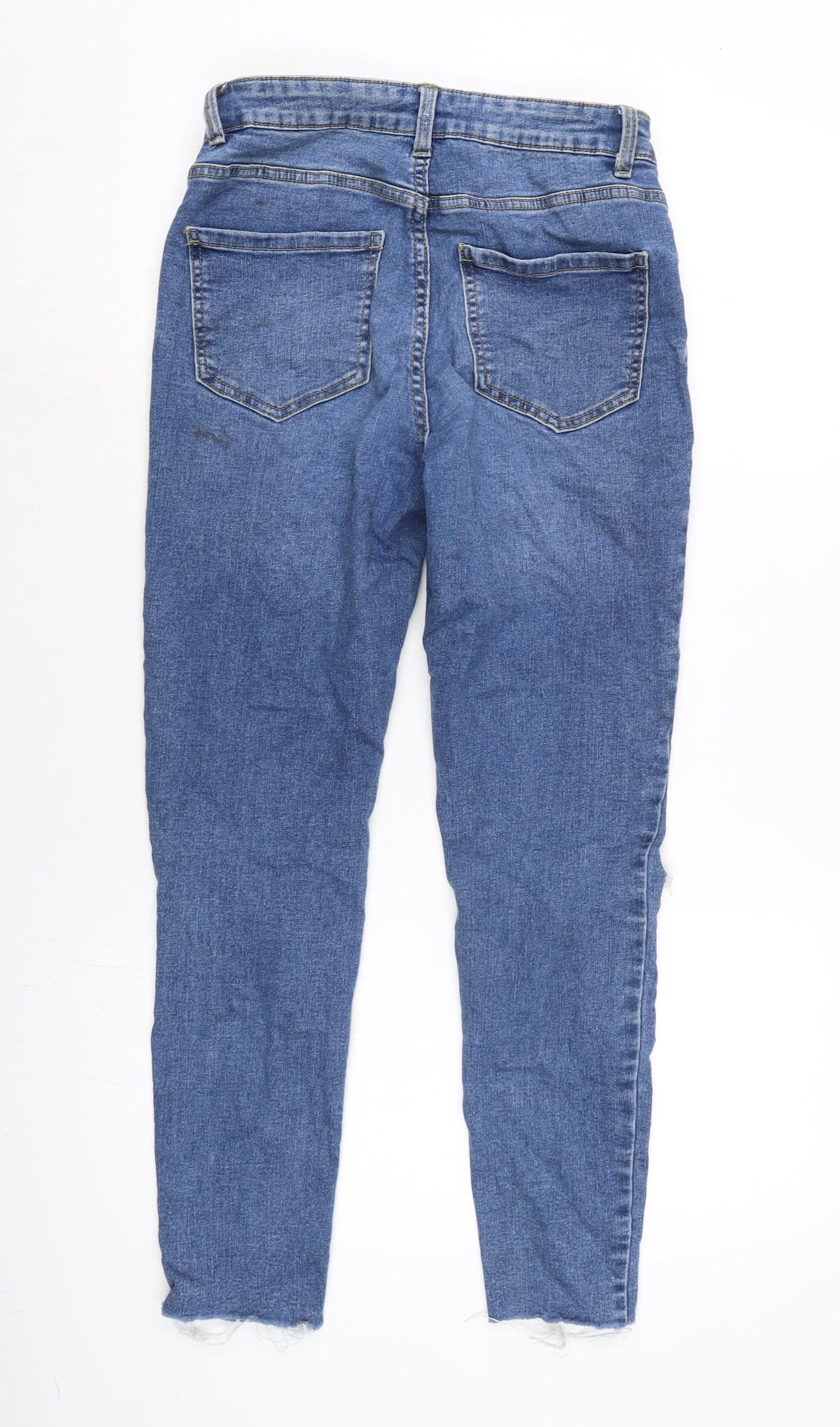 New Look Womens Blue Cotton Blend Tapered Jeans Size 10 L27 in Regular Zip