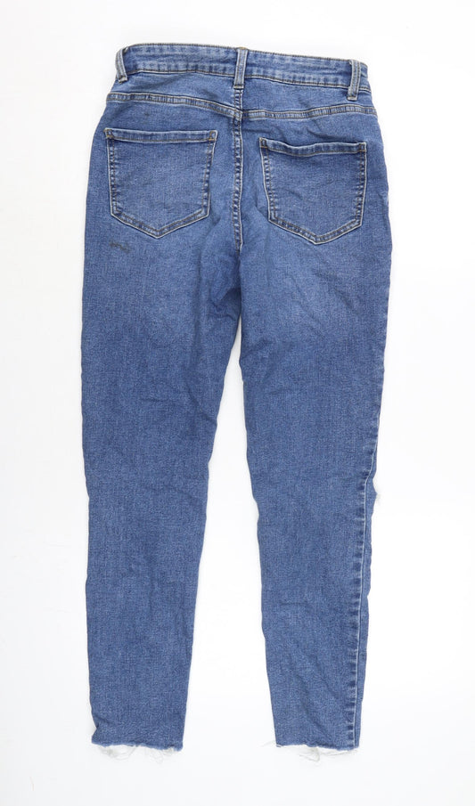 New Look Womens Blue Cotton Blend Tapered Jeans Size 10 L27 in Regular Zip