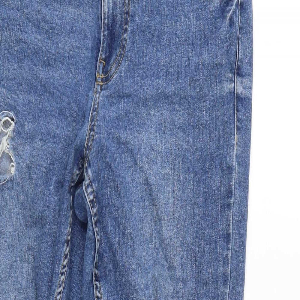 New Look Womens Blue Cotton Blend Tapered Jeans Size 10 L27 in Regular Zip