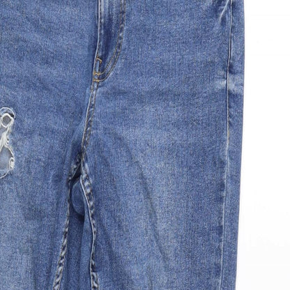 New Look Womens Blue Cotton Blend Tapered Jeans Size 10 L27 in Regular Zip