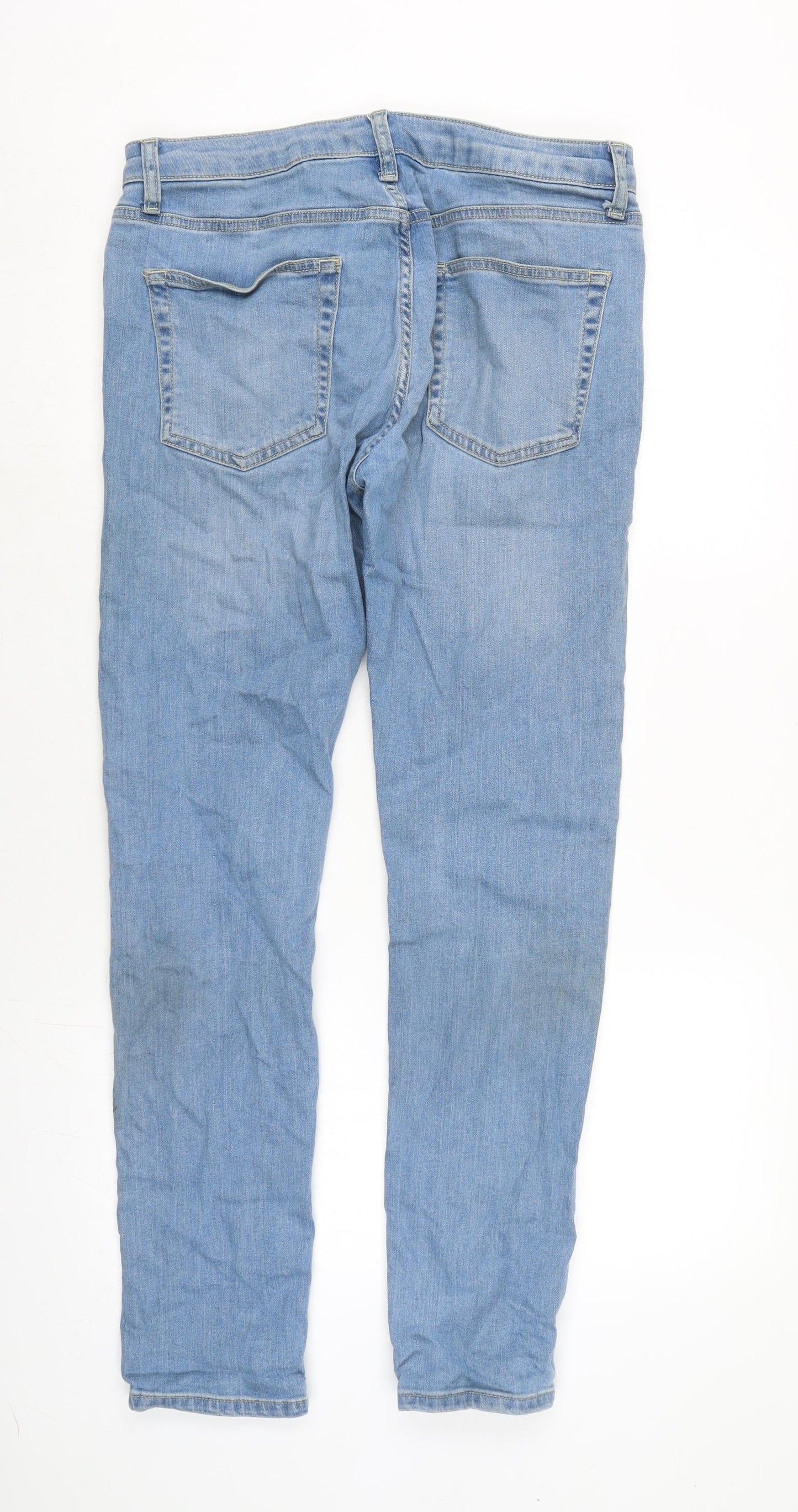 Mens UK Size 32 in Topman Regular Fit Flared Blue Jeans