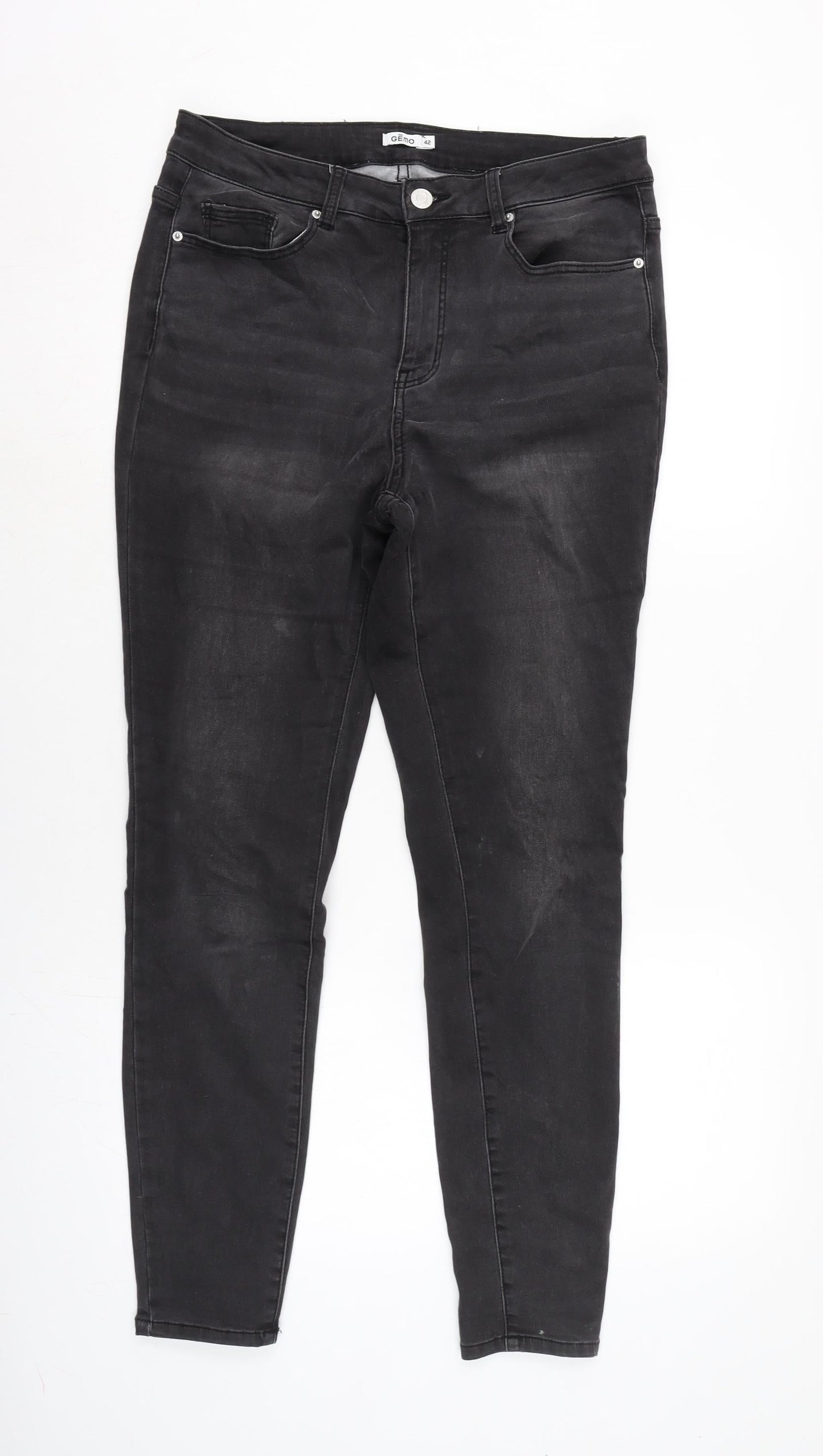 Gemo Womens Grey Cotton Blend Tapered Jeans Size 32 in L28.5 in Regular Zip