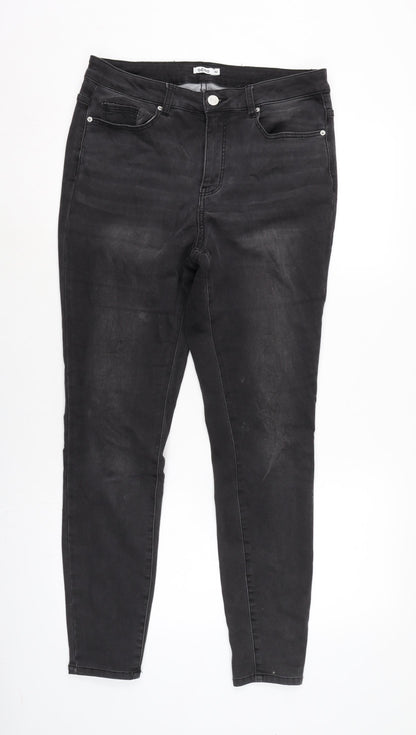 Gemo Womens Grey Cotton Blend Tapered Jeans Size 32 in L28.5 in Regular Zip
