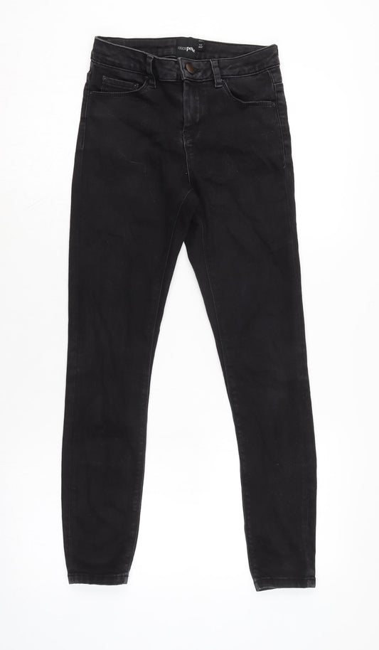ASOS Womens Black Cotton Blend Tapered Jeans Size 25 in L26 in Regular Zip