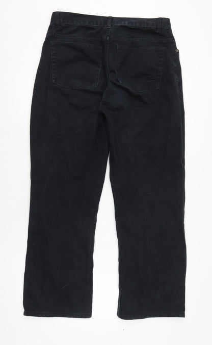 George Mens Black Cotton Straight Jeans Size 38 in L29 in Extra-Slim Zip