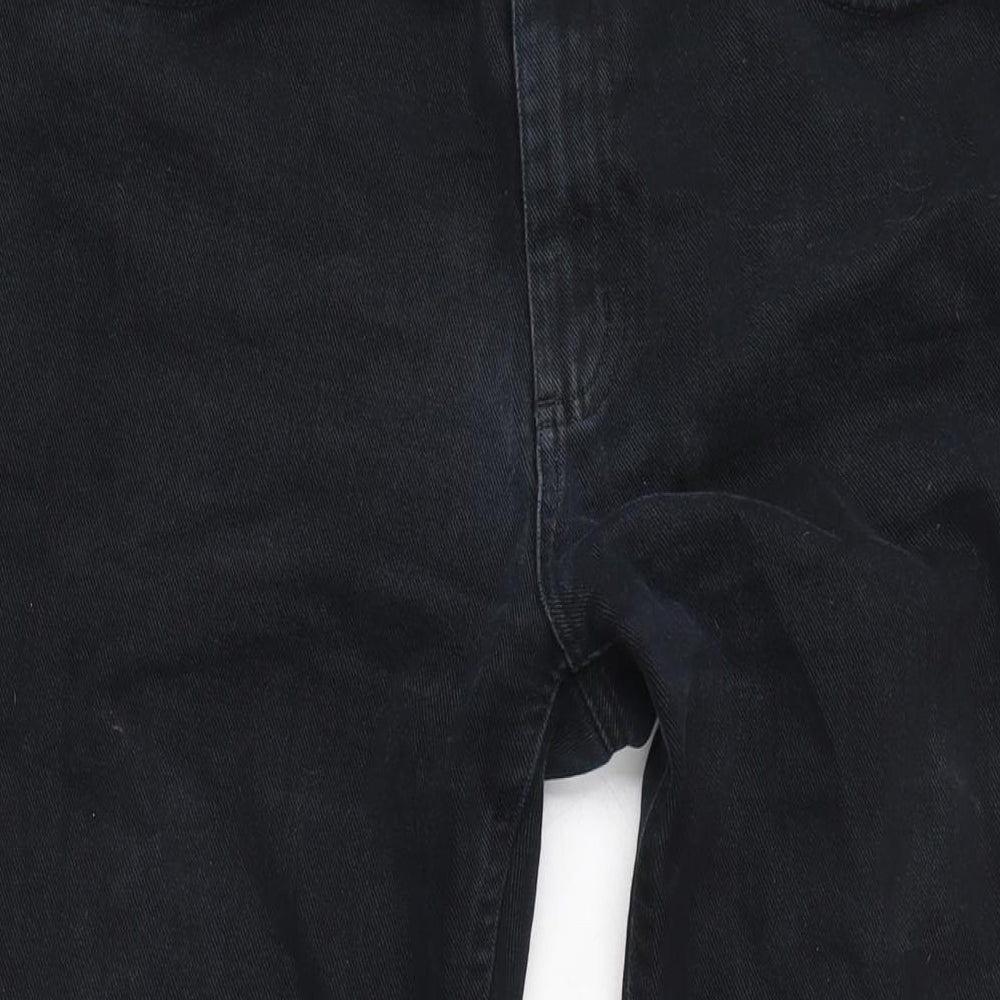 George Mens Black Cotton Straight Jeans Size 38 in L29 in Extra-Slim Zip