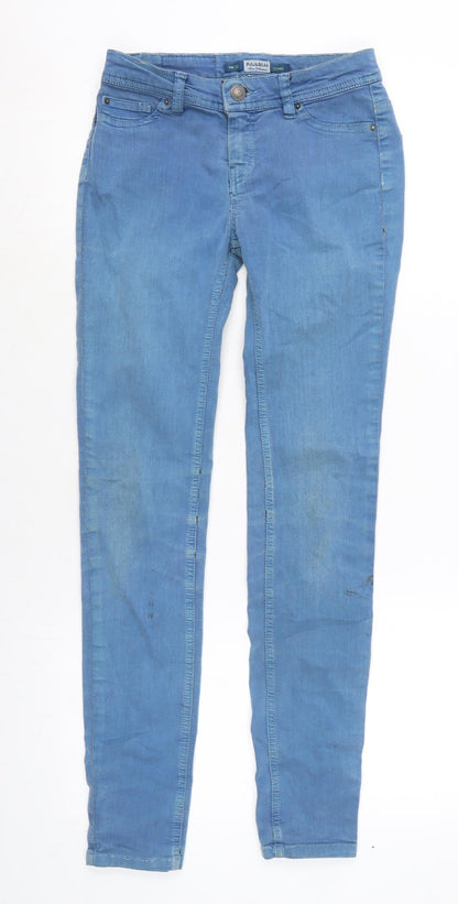 Pull&Bear Womens Blue Cotton Blend Tapered Jeans Size 4 L26.5 in Regular Zip