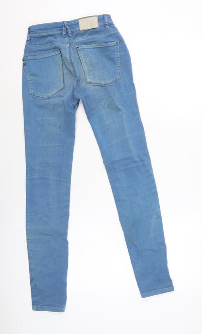 Pull&Bear Womens Blue Cotton Blend Tapered Jeans Size 4 L26.5 in Regular Zip