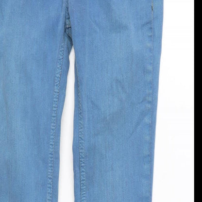 Pull&Bear Womens Blue Cotton Blend Tapered Jeans Size 4 L26.5 in Regular Zip