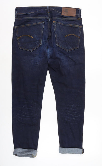 Mens UK Size 34 in Raw 3301 Regular Fit Tapered Blue Jeans