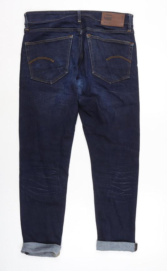 Mens UK Size 34 in Raw 3301 Regular Fit Tapered Blue Jeans