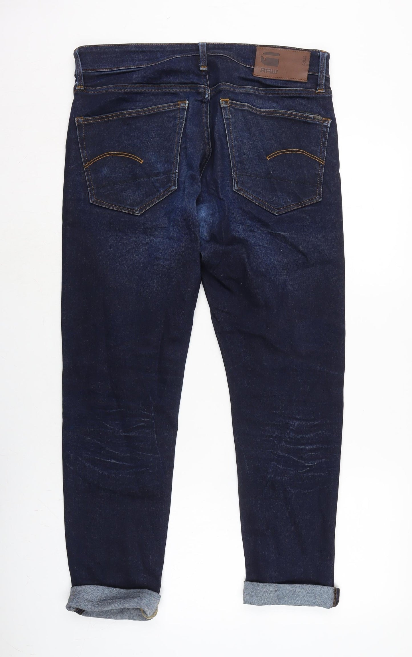 Mens UK Size 34 in Raw 3301 Regular Fit Tapered Blue Jeans