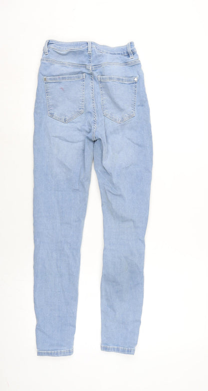 Denim Pimkie Womens Blue Cotton Blend Tapered Jeans Size 4 L26.5 in Regular Zip