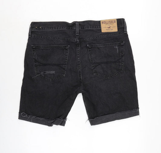 Hollister Mens Grey Cotton Biker Shorts Size 34 in Regular Zip