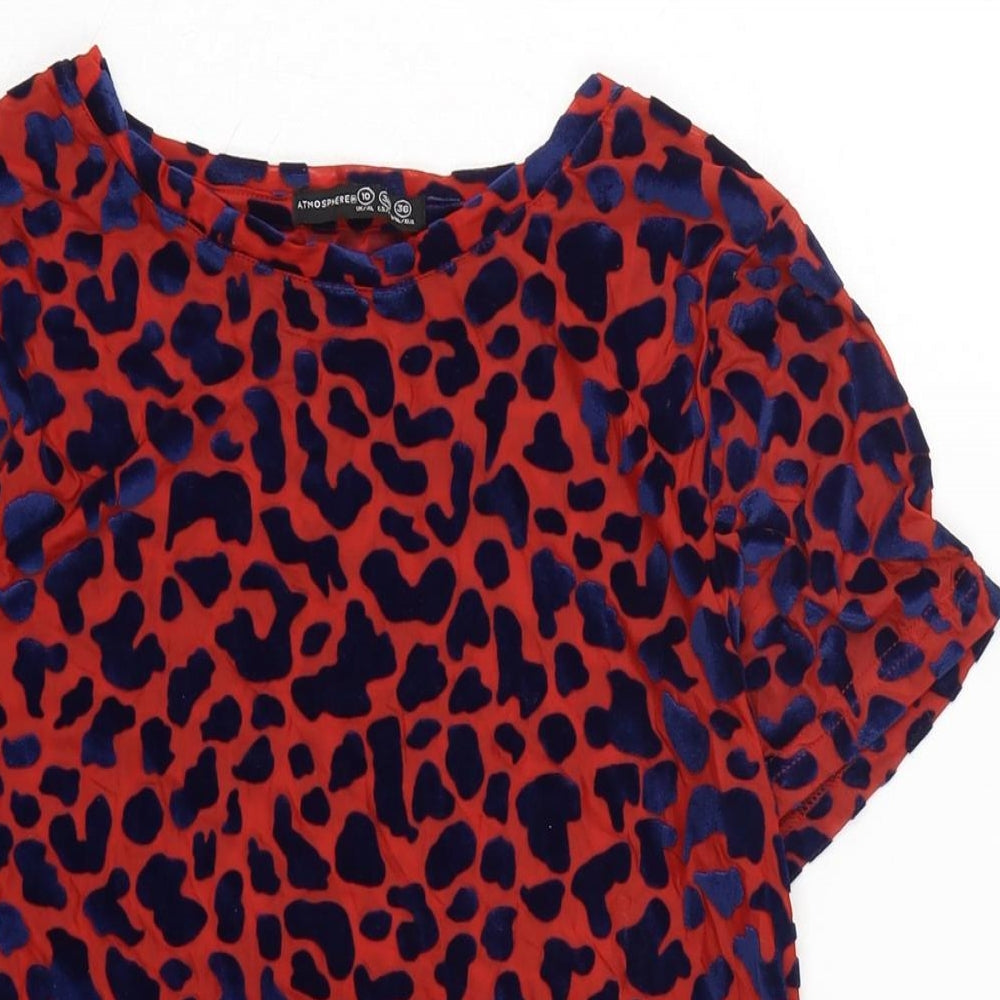 Atmosphere Womens Red Polyester Basic T-Shirt Size 10 Crew Neck