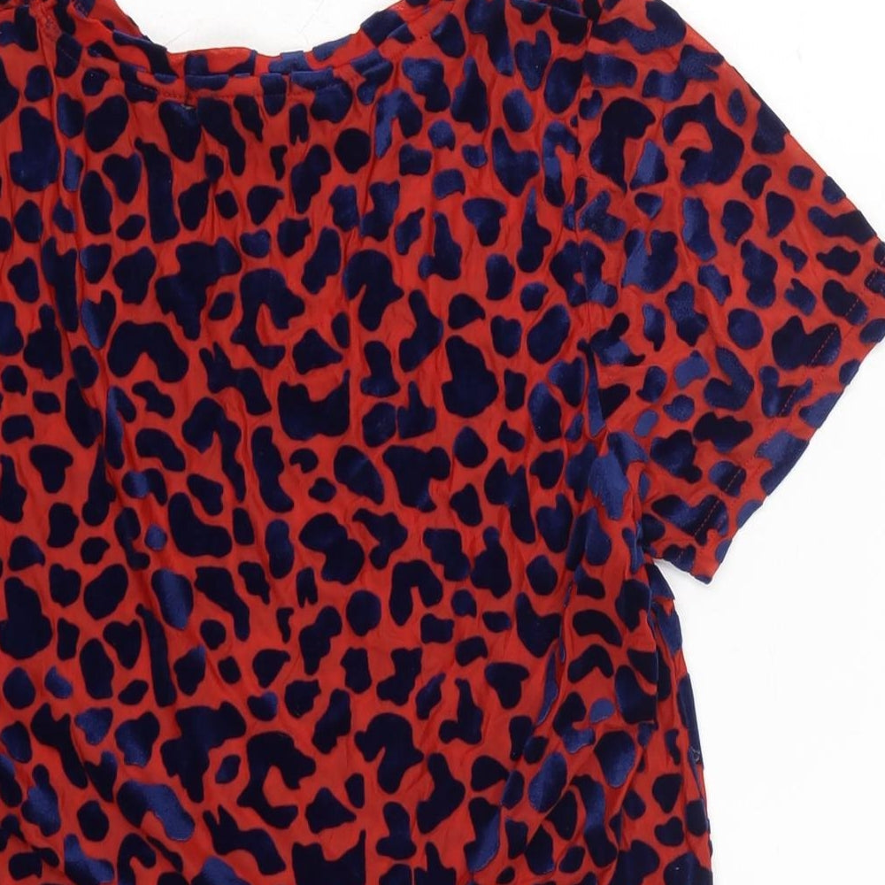 Atmosphere Womens Red Polyester Basic T-Shirt Size 10 Crew Neck