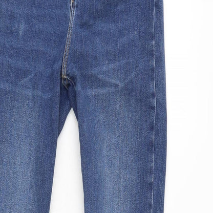 FOREVER 21 Womens Blue Cotton Blend Tapered Jeans Size 4 L30 in Regular Zip