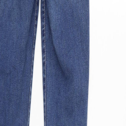 FOREVER 21 Womens Blue Cotton Blend Tapered Jeans Size 4 L30 in Regular Zip