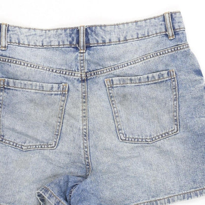 TU Womens Blue Cotton Cut-Off Shorts Size 10 Regular Zip