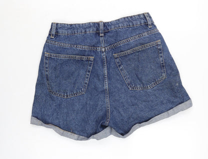 Denim & Co. Womens Blue Cotton Boyfriend Shorts Size 10 Regular Zip