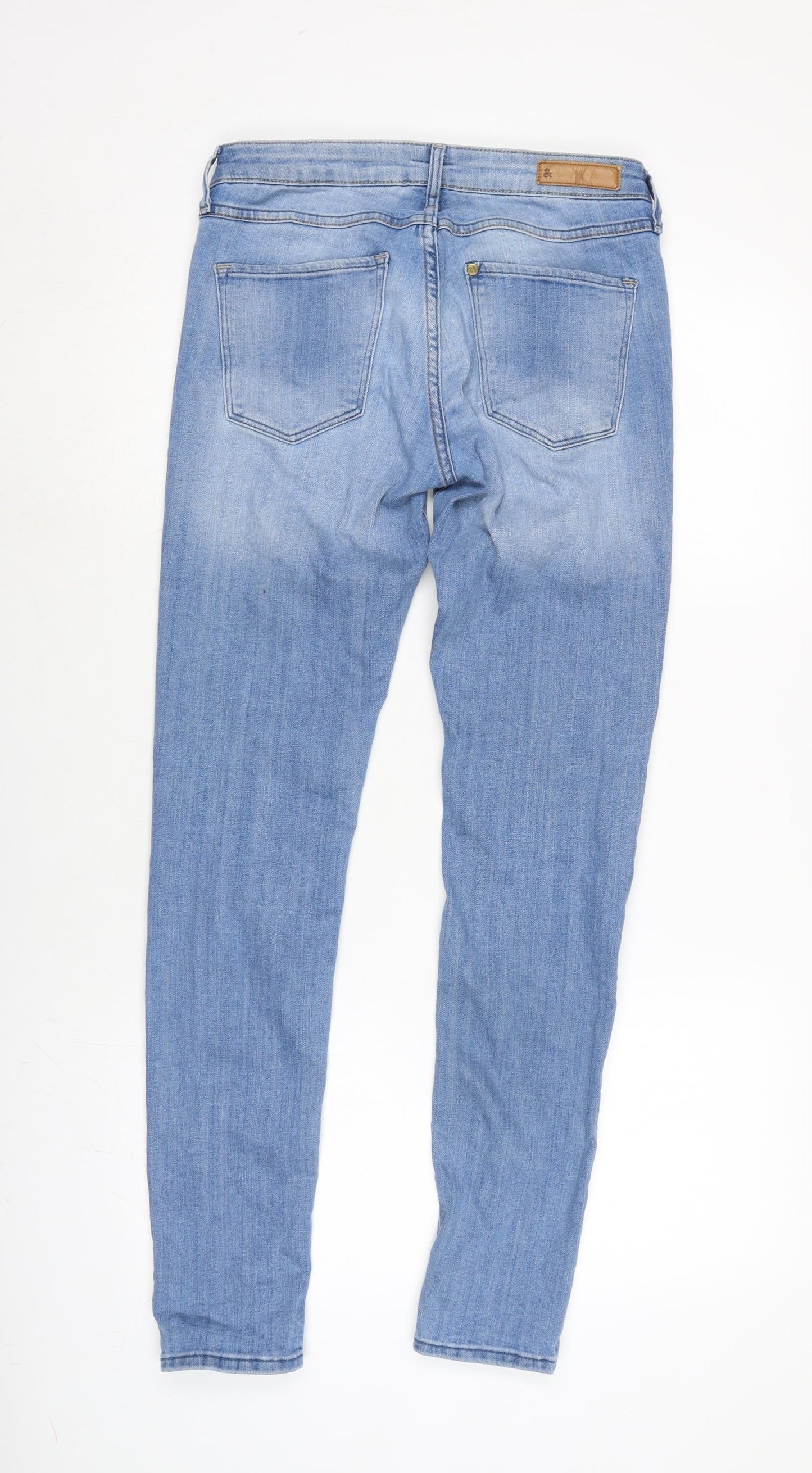 H&M Womens Blue Cotton Blend Tapered Jeans Size 28 in L32 in Regular Zip