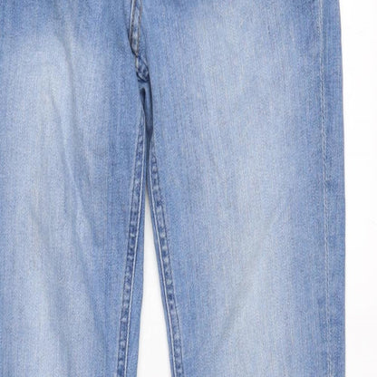 H&M Womens Blue Cotton Blend Tapered Jeans Size 28 in L32 in Regular Zip