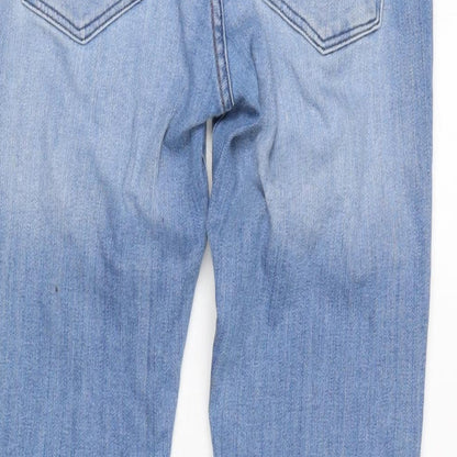 H&M Womens Blue Cotton Blend Tapered Jeans Size 28 in L32 in Regular Zip