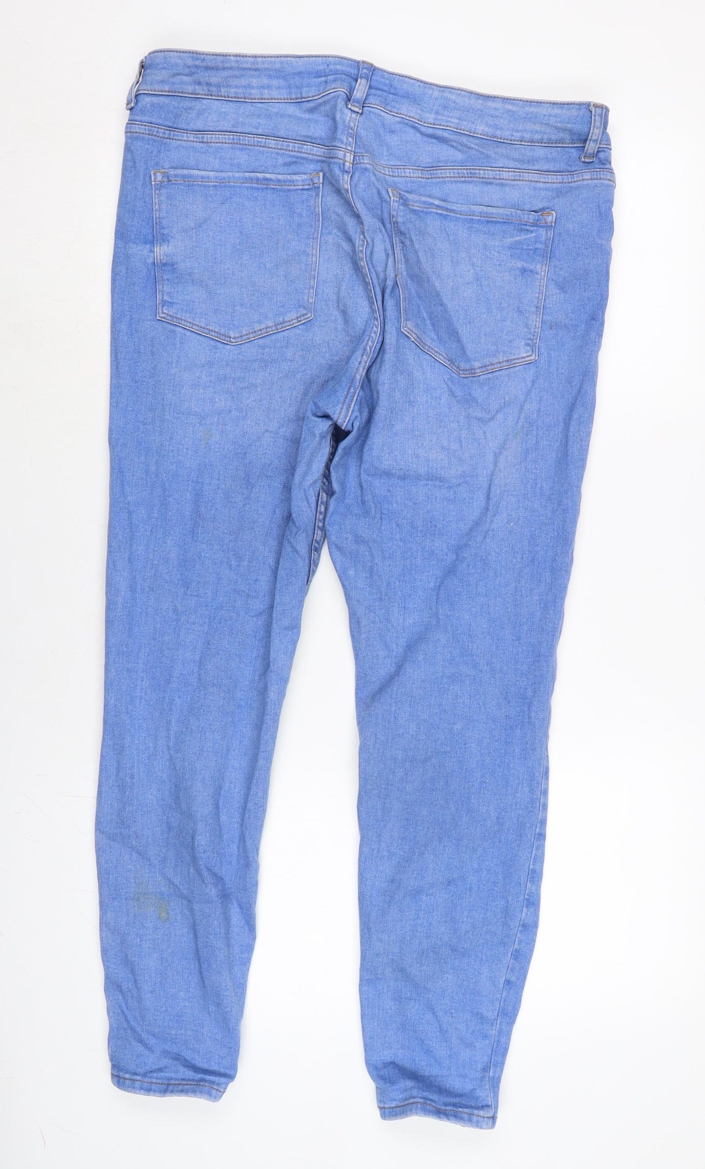 Denim & Co. Womens Blue Cotton Blend Tapered Jeans Size 18 L26 in Regular Zip - Distressed