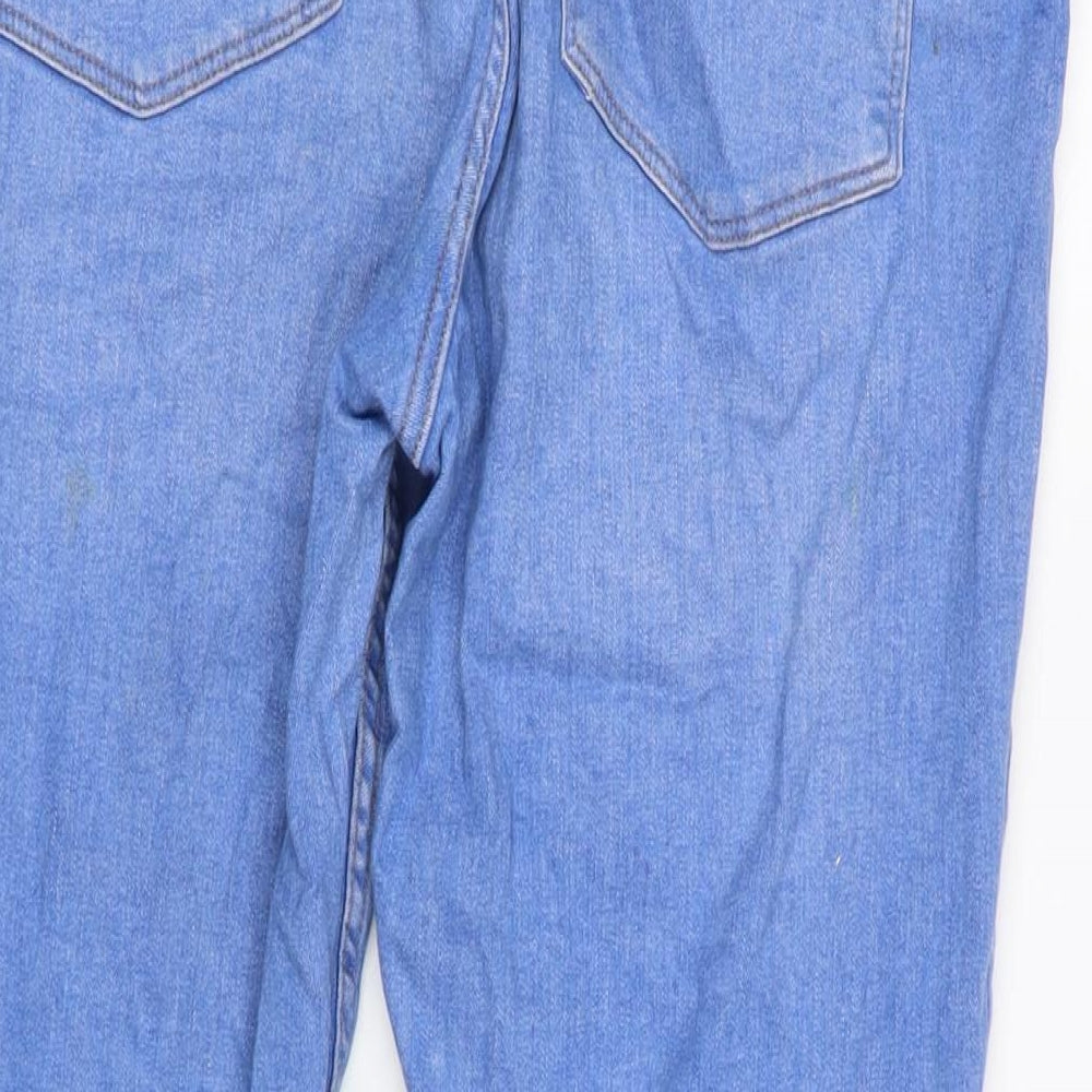 Denim & Co. Womens Blue Cotton Blend Tapered Jeans Size 18 L26 in Regular Zip - Distressed