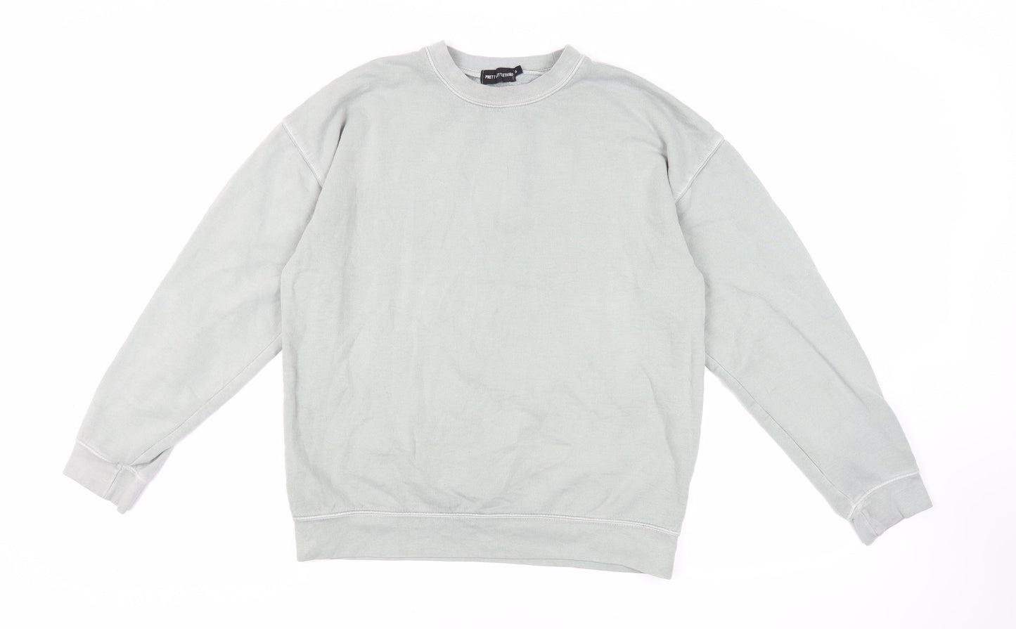 PRETTYLITTLETHING Womens Green Cotton Pullover Sweatshirt Size S Pullover