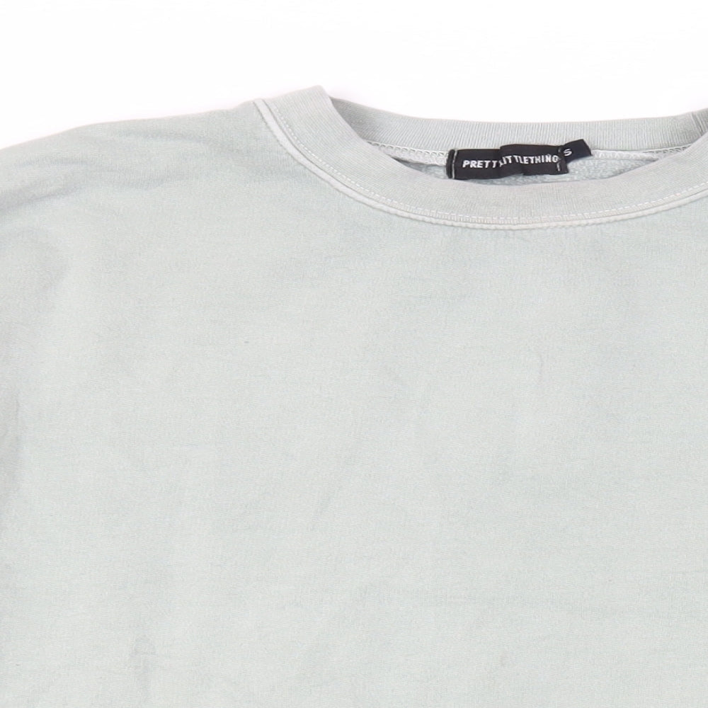 PRETTYLITTLETHING Womens Green Cotton Pullover Sweatshirt Size S Pullover