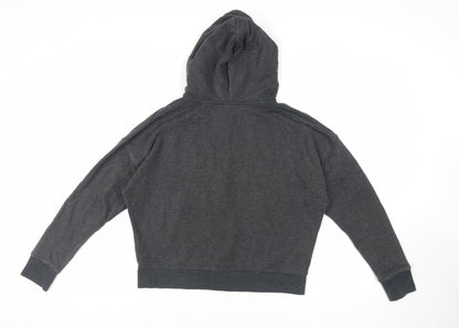 Reebok Womens Grey Cotton Full Zip Hoodie Size M Zip - Logo