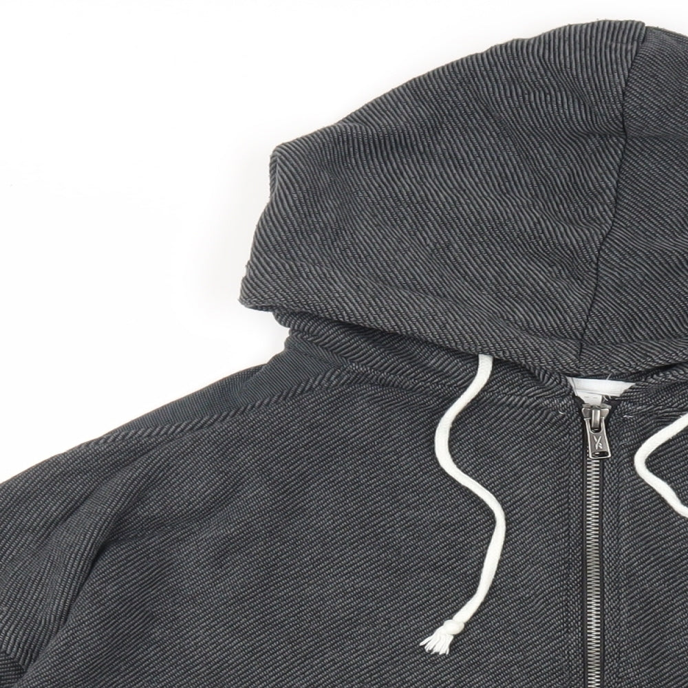 Reebok Womens Grey Cotton Full Zip Hoodie Size M Zip - Logo