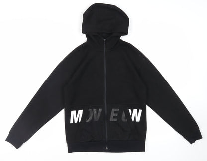 RESERVED Boys Black Polyester Full Zip Hoodie Size 13-14 Years Zip
