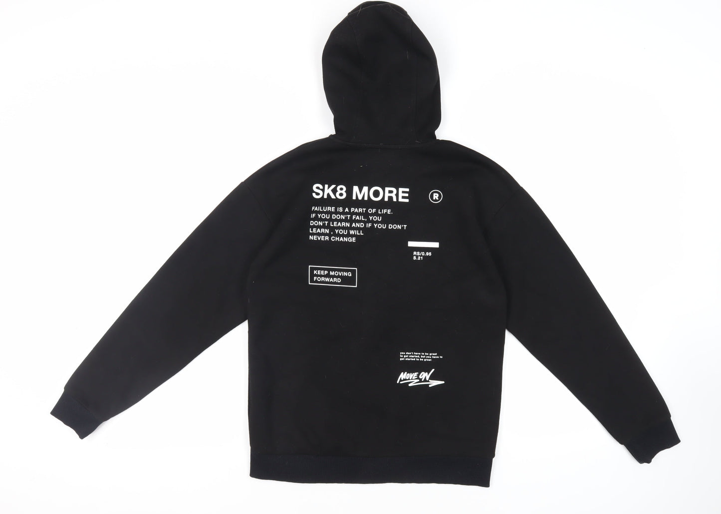 RESERVED Boys Black Polyester Full Zip Hoodie Size 13-14 Years Zip