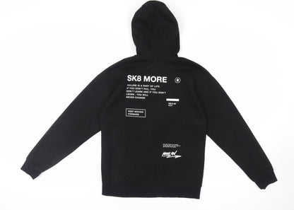 RESERVED Boys Black Polyester Full Zip Hoodie Size 13-14 Years Zip