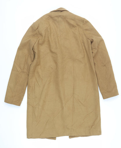 Boohoo Womens Beige Overcoat Coat Size 8 Button