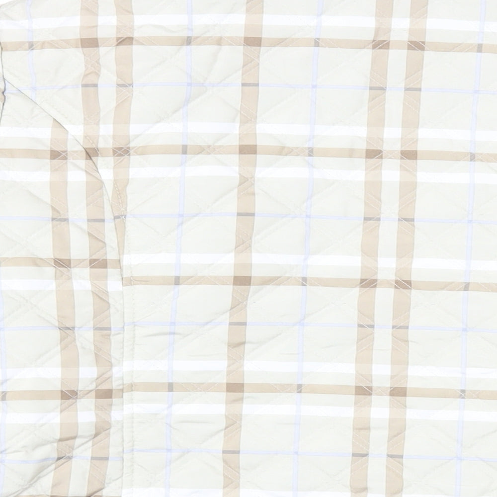 Damart Womens Beige Plaid Quilted Jacket Size 14 Zip - Reversible