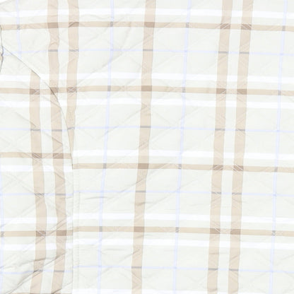 Damart Womens Beige Plaid Quilted Jacket Size 14 Zip - Reversible