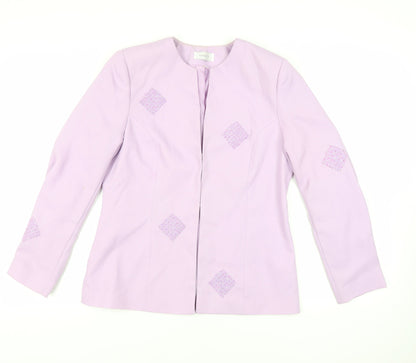 Classics Womens Purple Jacket Blazer Size 12 Hook & Eye - Embellished