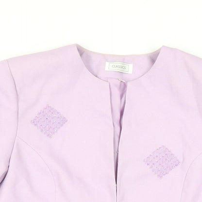 Classics Womens Purple Jacket Blazer Size 12 Hook & Eye - Embellished